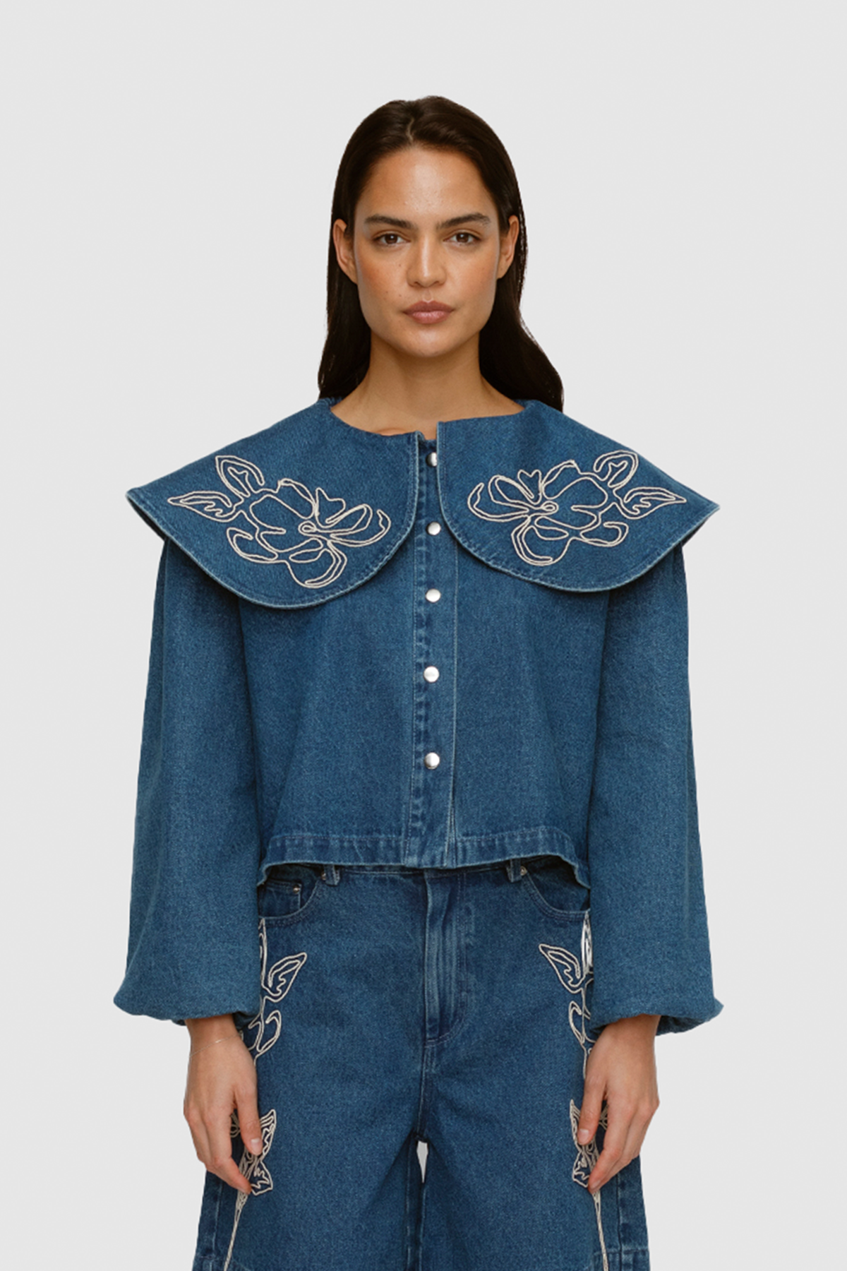 Wynn Denim Blouse-Bluestone