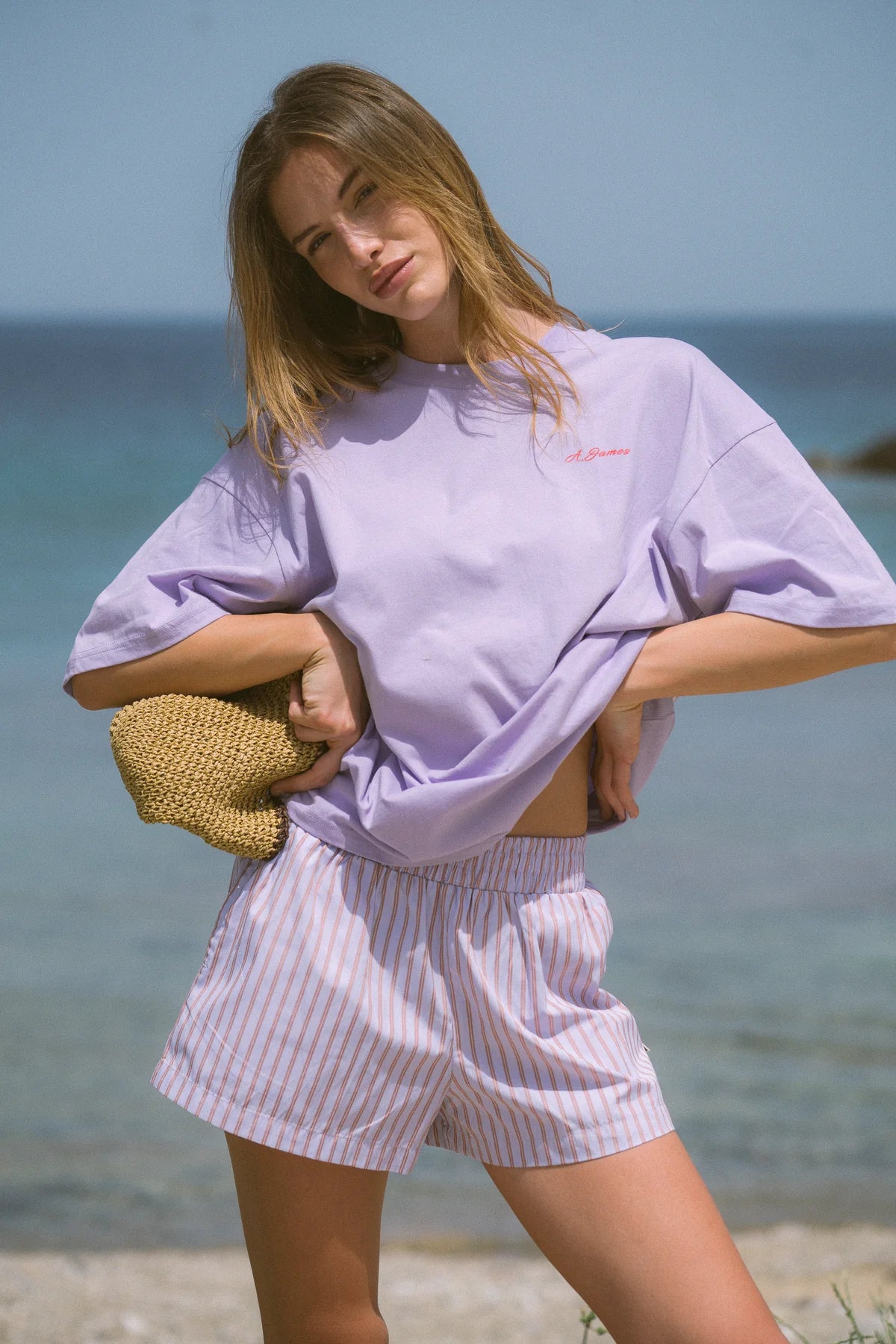 AJJA STRIPE SHORT LAVENDER
