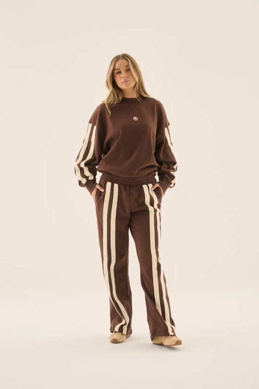 AJ Logo Stripe Trackpant Chicory Coffee