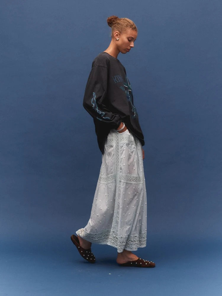 Waves Spot Bardot Maxi Skirt-Spot Aqua