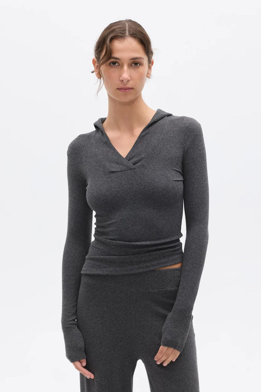 SAFFRON Top- Dark Heather Grey