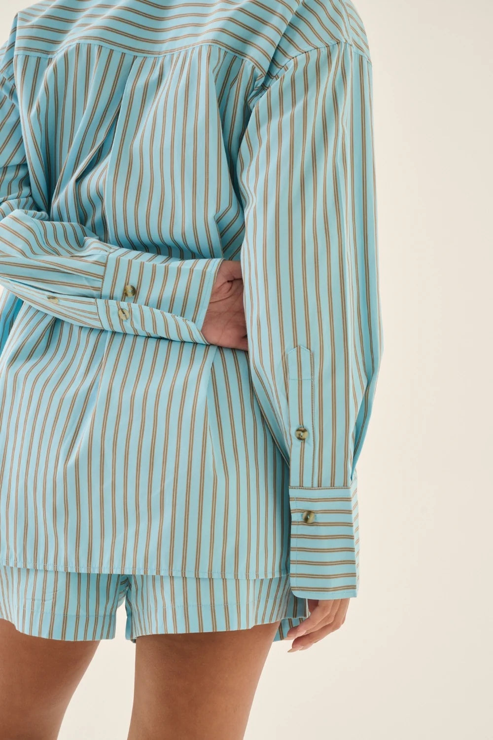 AJJA Stripe Shirt Aquamarine