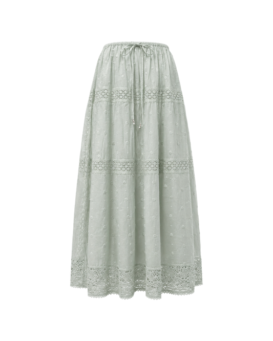 Waves Spot Bardot Maxi Skirt-Spot Aqua