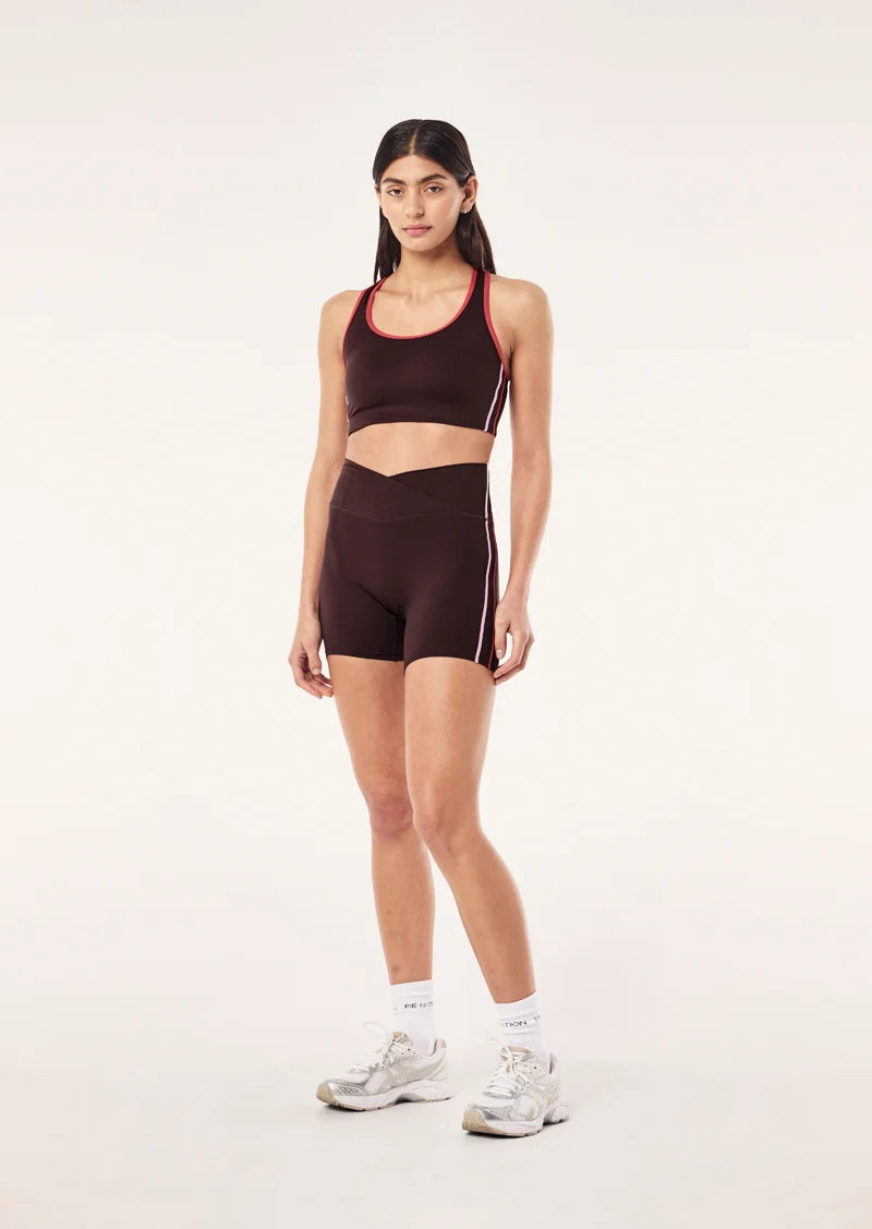 Clarity 5" Bike Short In Dark Plum & Strawberry