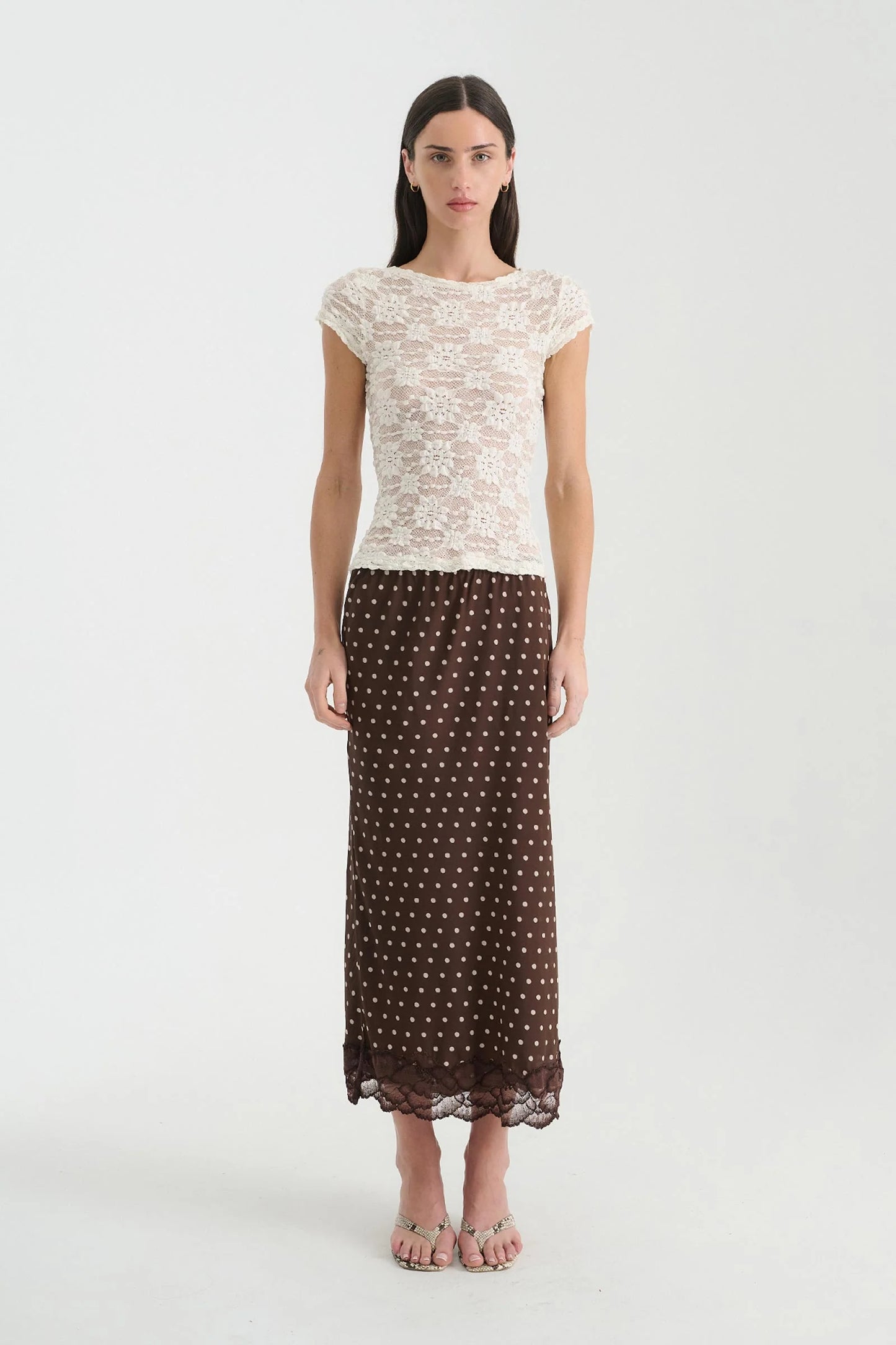 Pre Order Marina Silk Midi Skirt-Cacao Spot