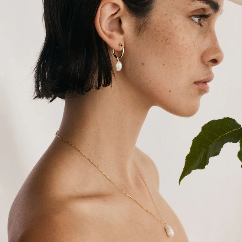 Mini Keshi Pearl Hoops - Gold