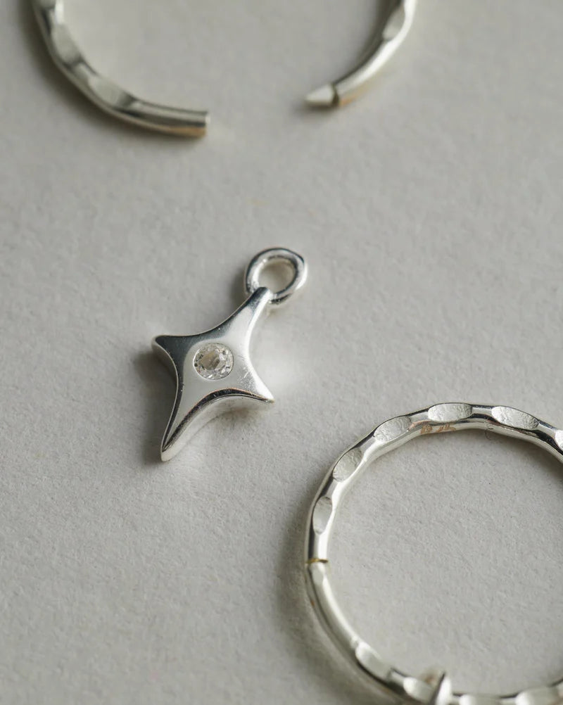 Starburst Mini Hoops - Silver
