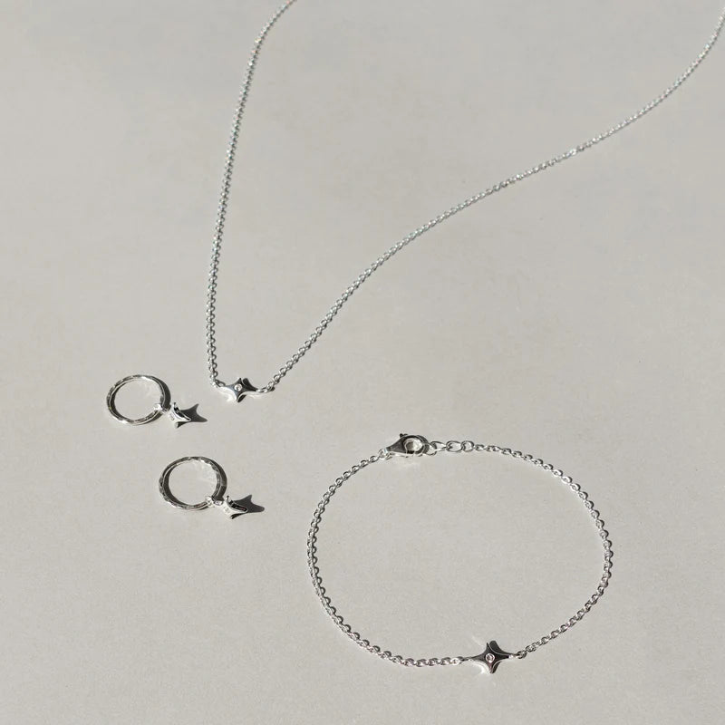 Starburst Mini Hoops - Silver