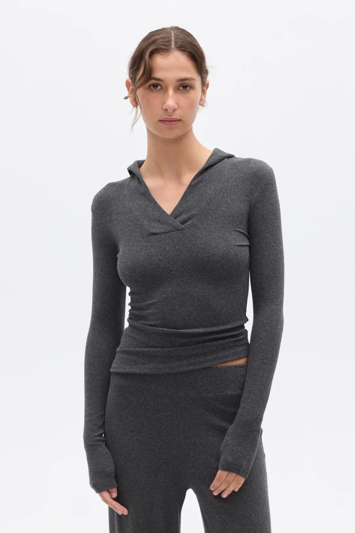 SAFFRON Top- Dark Heather Grey