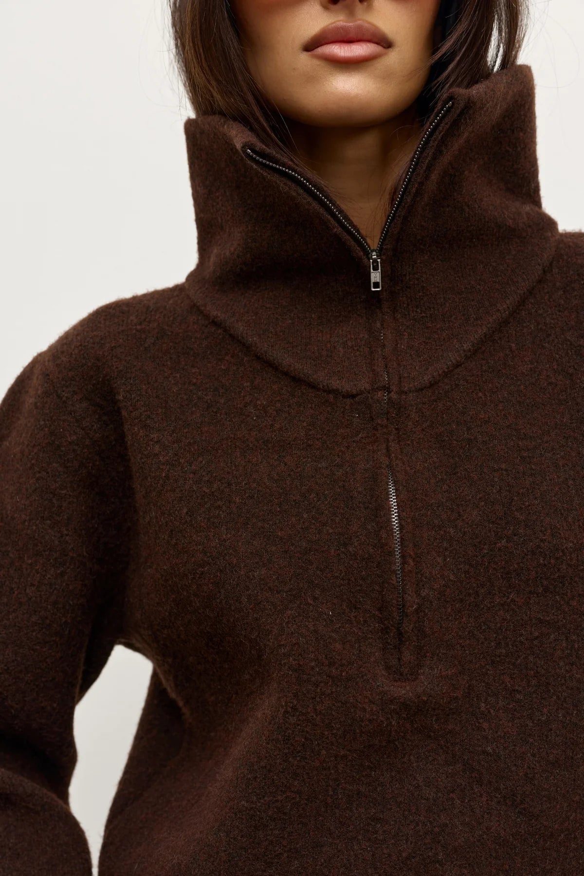 Riva Quarter zip-Chocolate