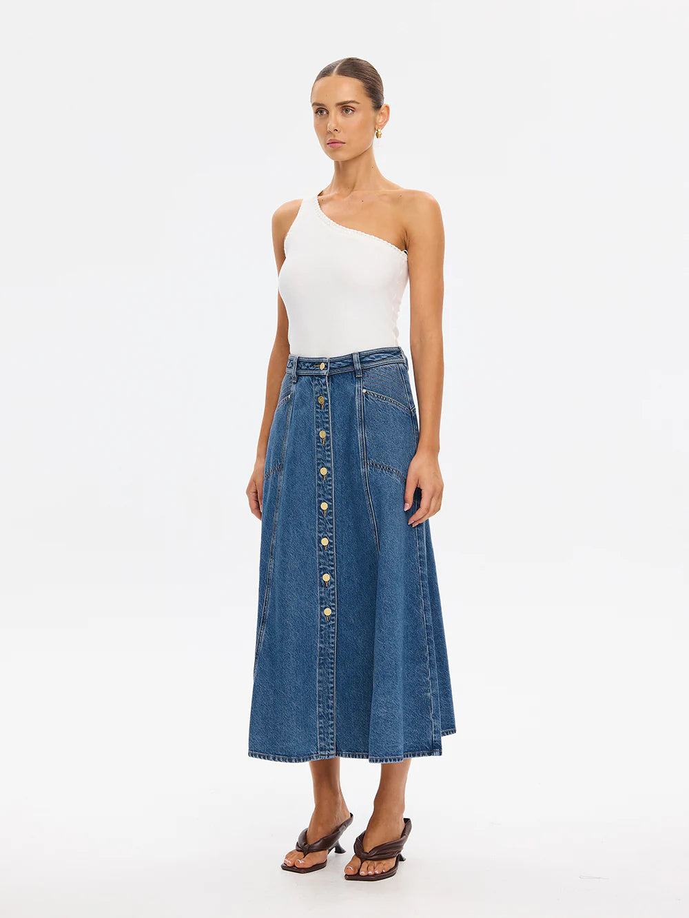 Rita-Denim Midi Skirt