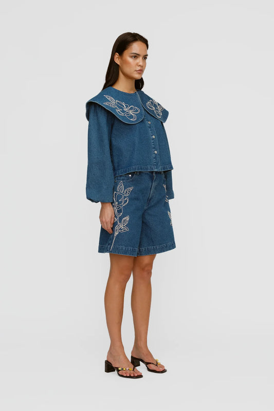 Wynn Denim Blouse-Bluestone
