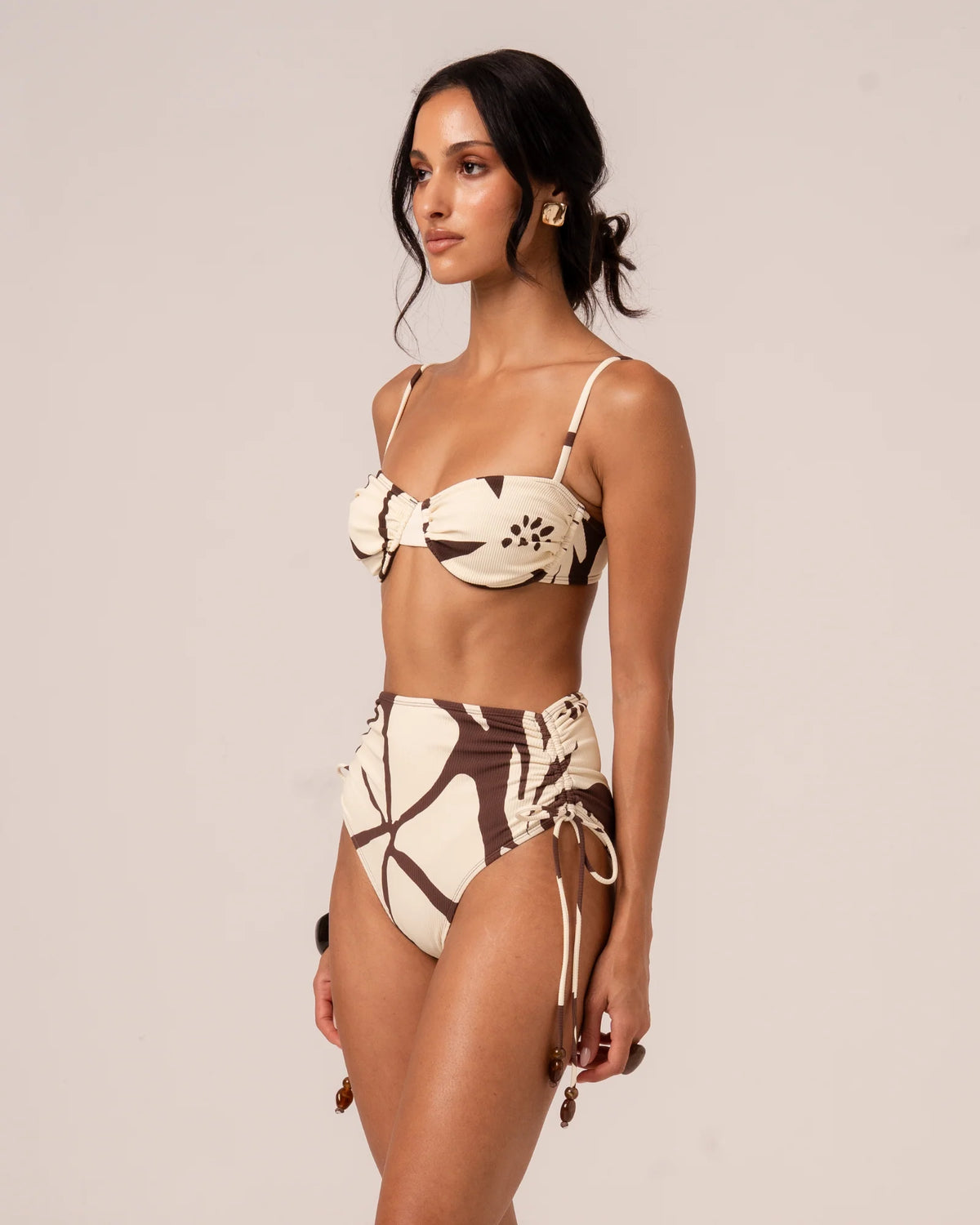 Ruched Soft Cup Bralette Bikini Top-Ibisco