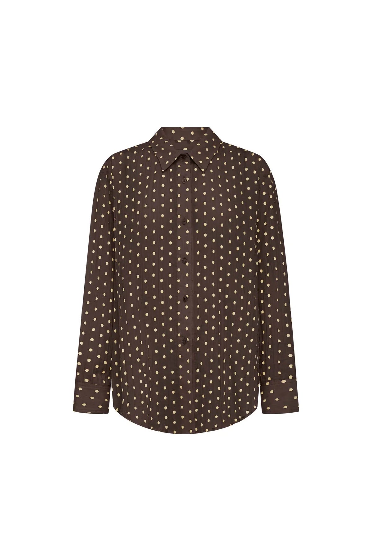 Pre Order Pamona Silk Long Sleeve Shirt- Cacao Spot