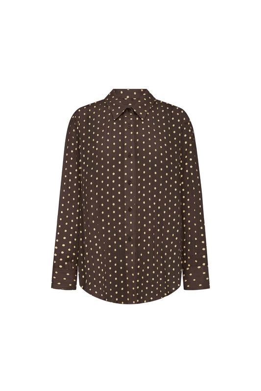Pre Order Pamona Silk Long Sleeve Shirt- Cacao Spot